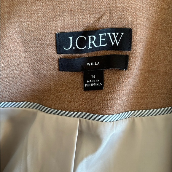 J Crew Willa Blazer Virgin Wool Blend Italian Fabric Size 16 Camel Classic - Picture 4 of 12